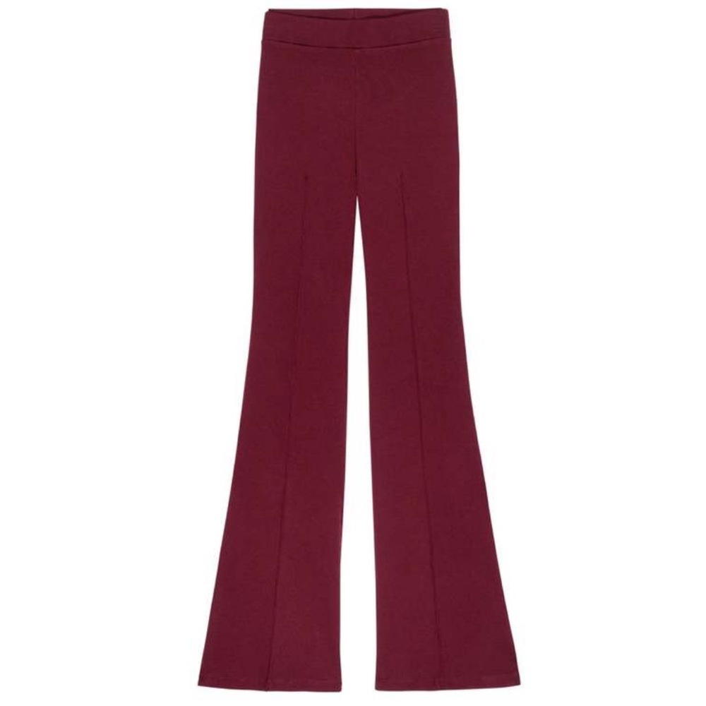 Donni Ribbed Kick Flair Pants in Oxblood